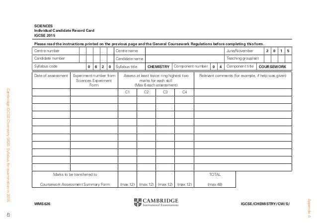 coursework assessment summary form